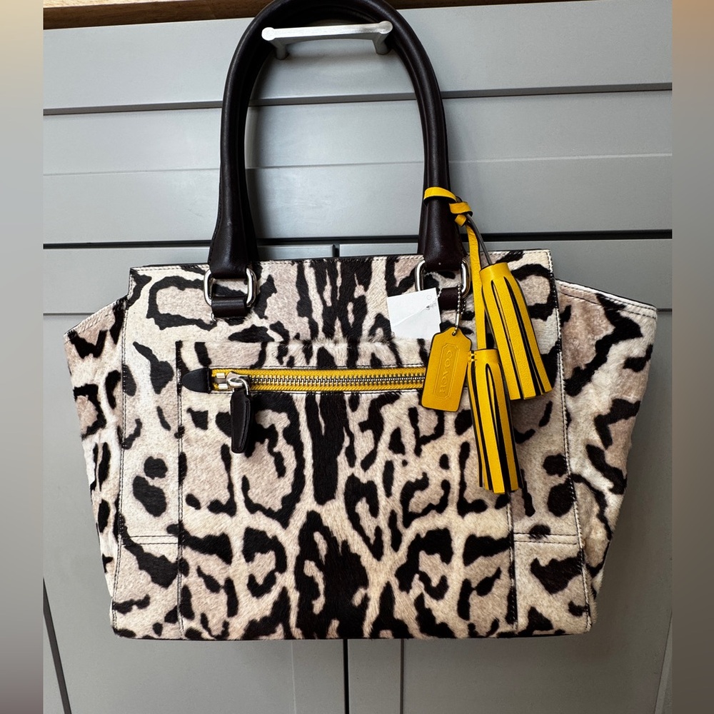 Coach legacy ocelot Calf skin Leather Tote Bag